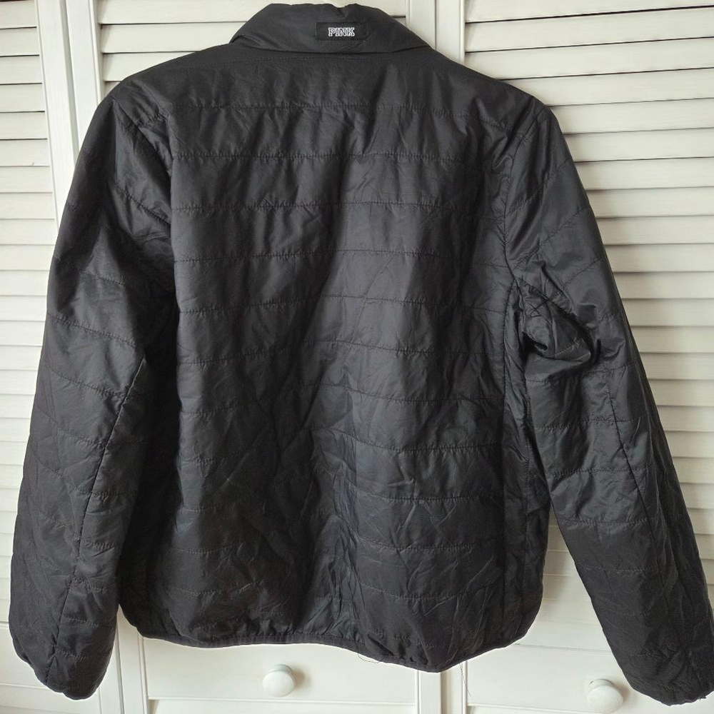 Women's PINK Victoria's Secret Black Puffer Jacket L - Picture 9 of 11